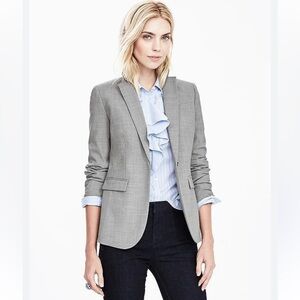 Banana Republic Wool Grey Stretch Blazer Structured Women Size 6